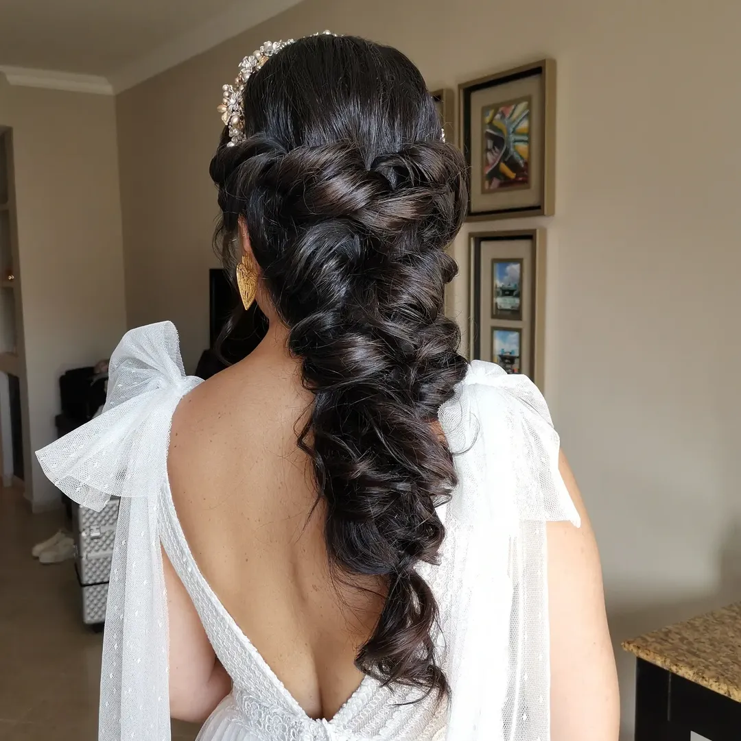Bridal hair updo detail
