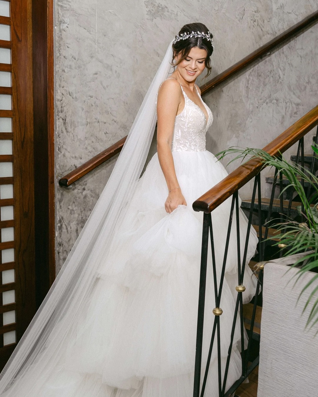 Romantic voluminous updo for the altar