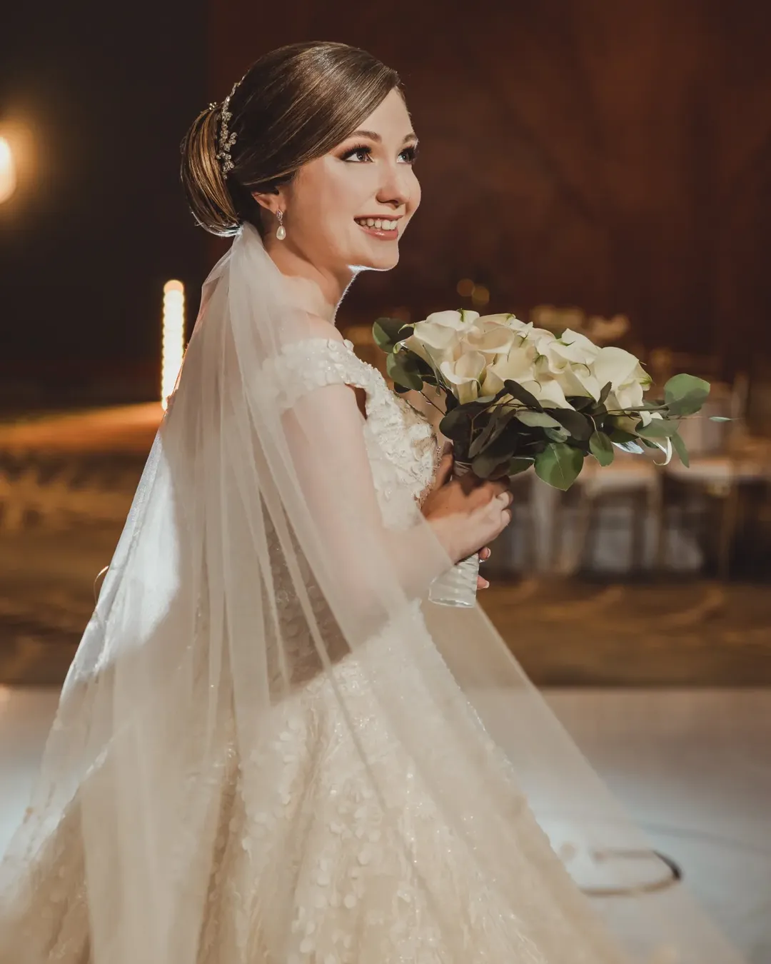 Elegant bridal updo for church wedding