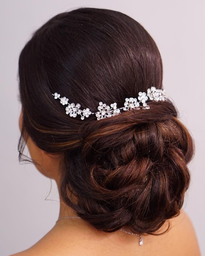 Updo with gold ornaments Chinese bride