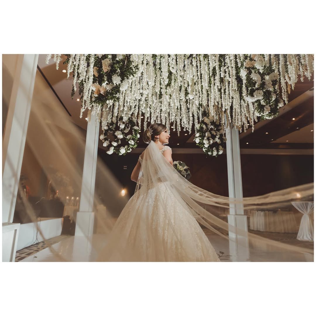 Updo with veil placed by bridal stylist